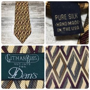 Gitman Bros For Dan’s Pure Silk Neck Tie Gold USA Made Patterned